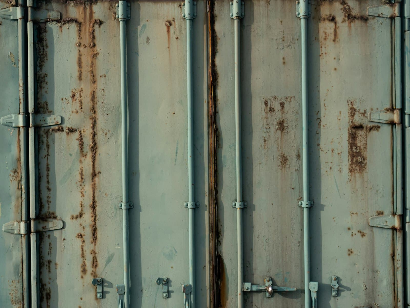 Weathered and rusted shipping container surface